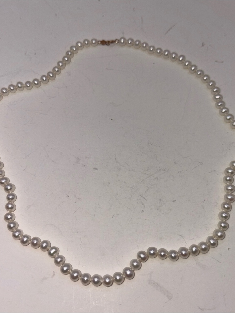 Vintage Pearl Necklace 14k PJS Hallmark Princess Cut 18"